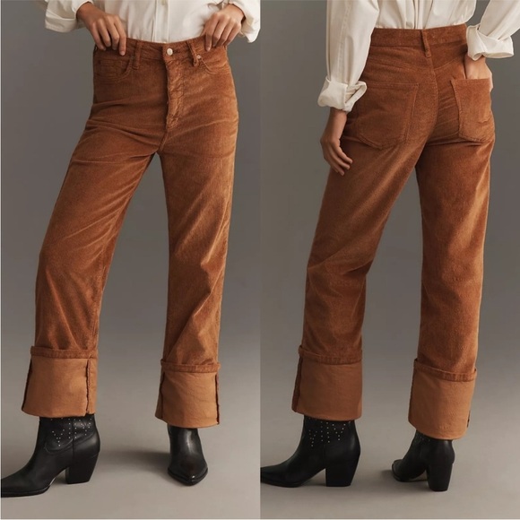 NWT The Scotty Cuffed High-Rise Straight-Leg Jean by Pilcro: Corduroy Edition☀️🟡 - Picture 6 of 9